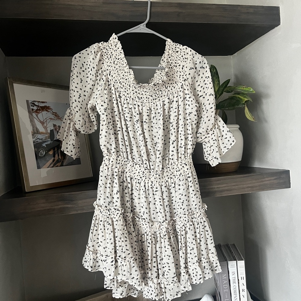 Off the shoulder polka dot dress